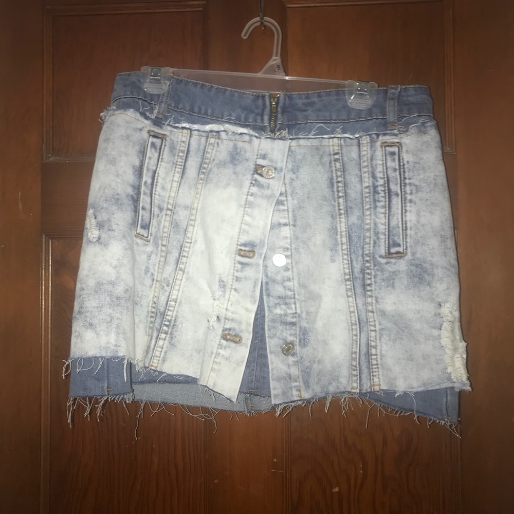 Fashion Nova Distressed Button Down Denim Skirt - Picture 5 of 6